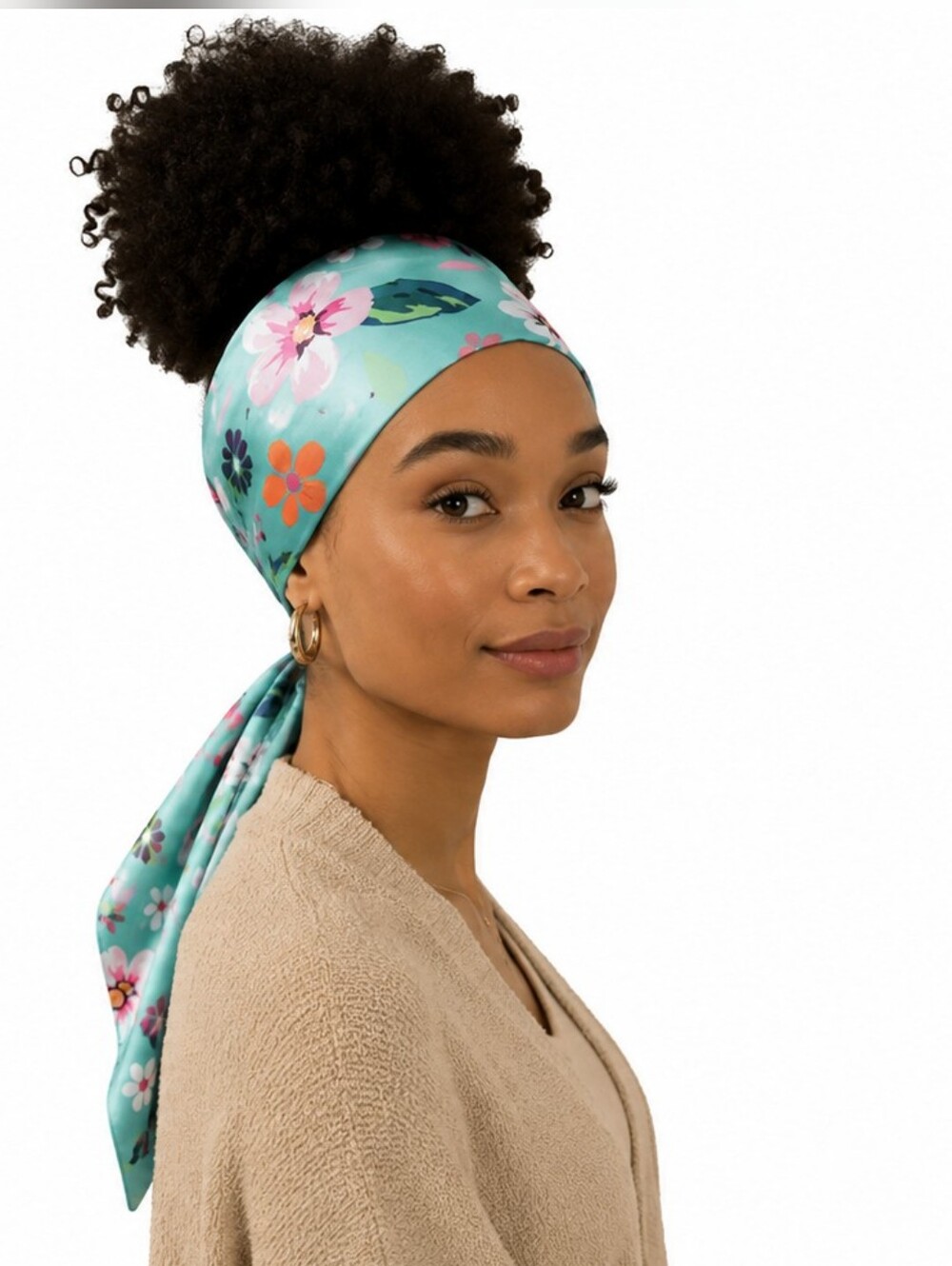 Queen Ellas Collection Women's Satin Multicolor edge scarf floral